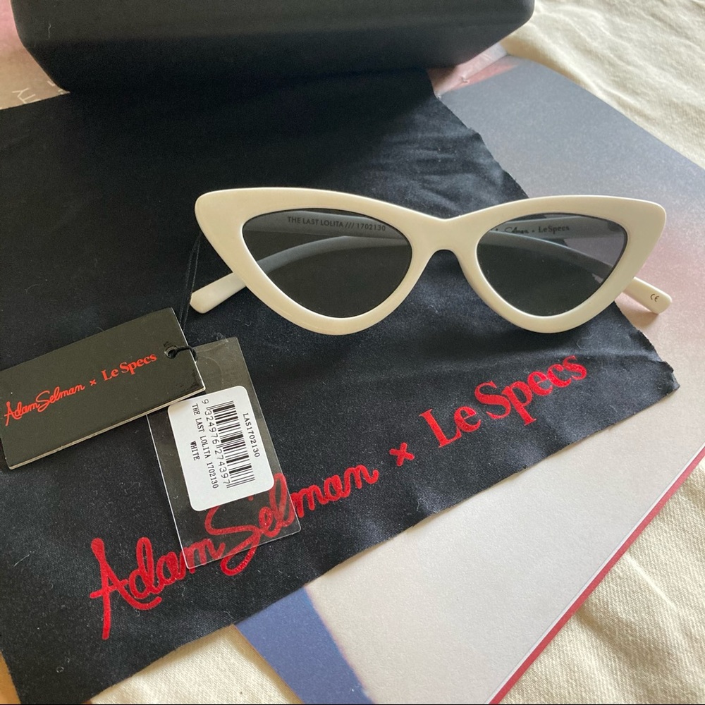 Adam Selman X LeSpecs white cat eye sunglasses new
